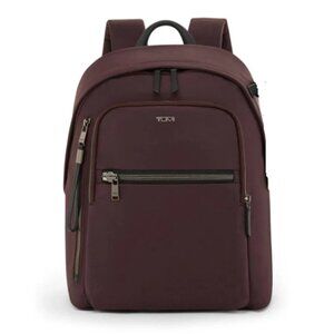 Tumi Voyageur HALSEY Nylon Leather Laptop Backpack Deep Plum Authentic